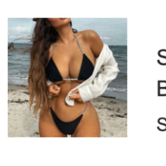 Fashion Nova Other - St Tropez Rhinestone 2 Piece Bikini- Black L
